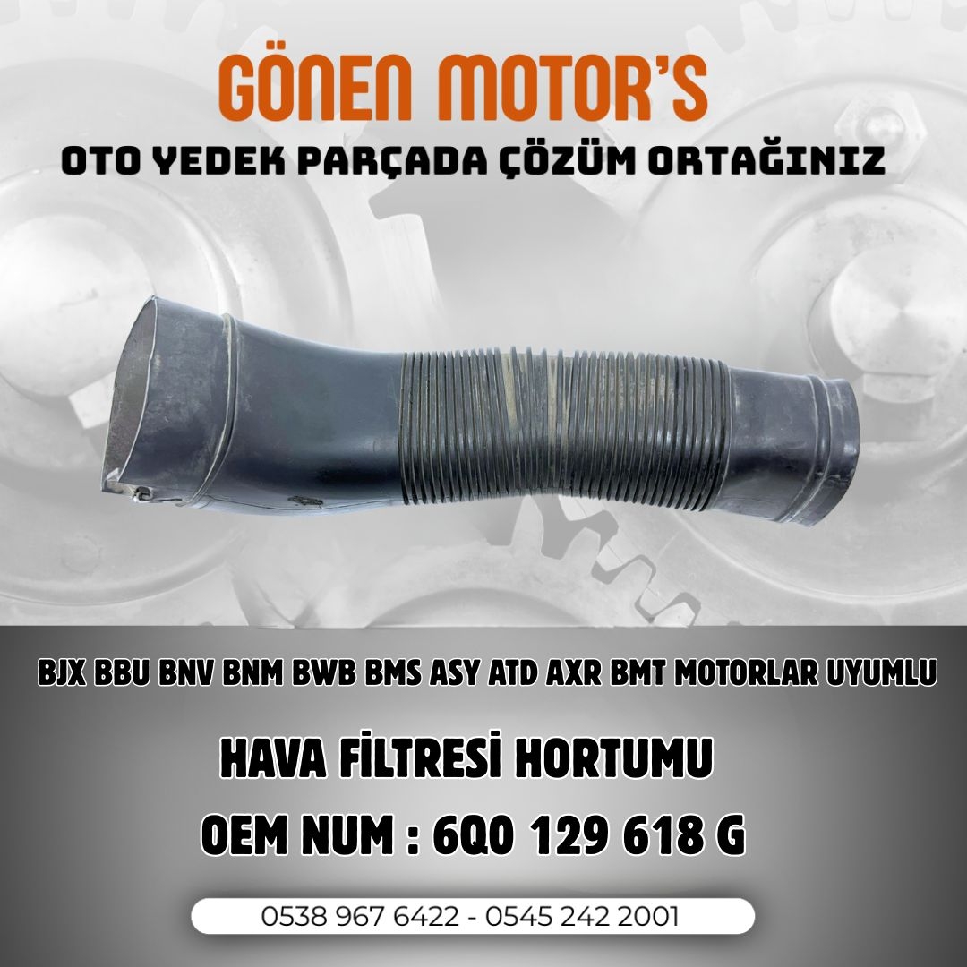192 - VW Hava Filtre Hortumu | 6Q0 129 618 G | BJX BBU BNV BNM BWB Uyumlu